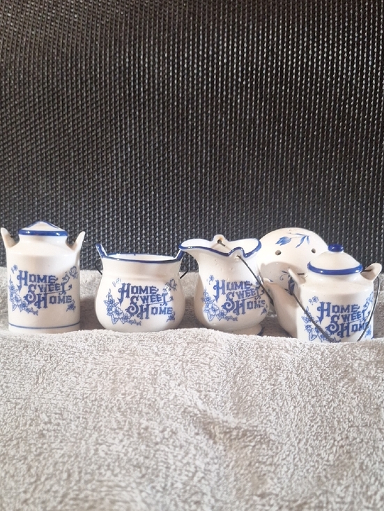 Other - Vintage Blue & White 'Home Sweet Home' Ceramic Tea Set